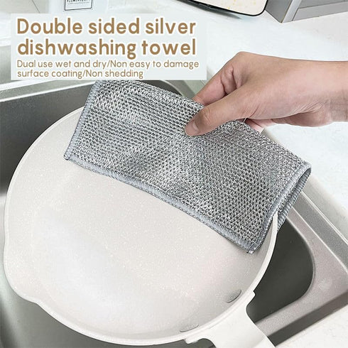 6 Pcs,12 Pcs Double Layer Multipurpose Non-Scratch Wire Dishcloth, Metal Dish Washing Cloths, Wire Cleaning Cloths for Kitchen, Double Stainless S...