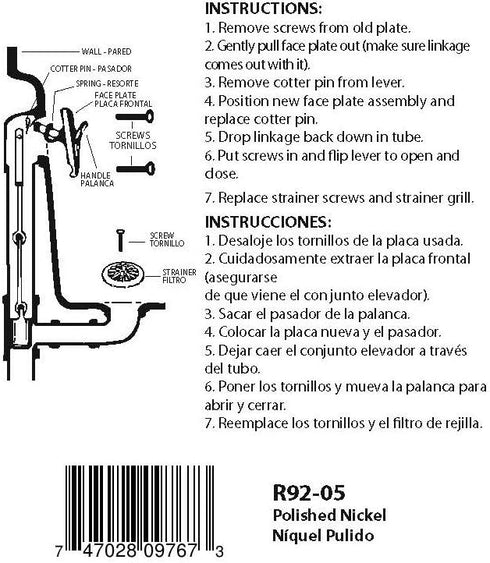 Westbrass R92-07 3-1/8" Trip Lever Tub Trim Set with 2-Hole Overflow Faceplate, Satin Nickel...