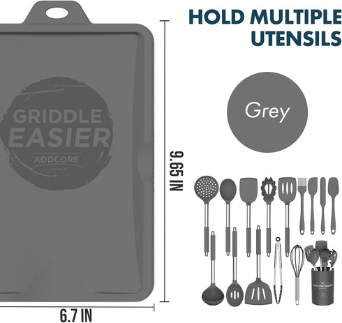 Silicone Spatula Mat for Ladle, Serving Spoon Drip Pad & Grill Utensil Holder for Kitchen, Stovetop, Cooking & Countertop, Heat-Resistant, BPA-Fre...