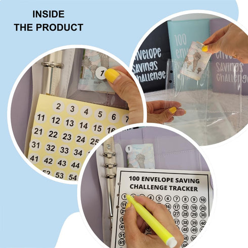 Flownwing 100 envelopes money saving challenge Envelope Savings Challenge Budget Binder Book with Cash Envelopes - Money Saving Binder for Finance...