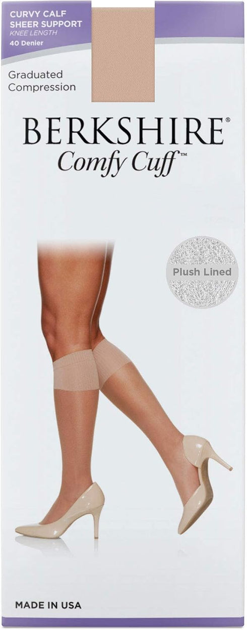 Berkshire Women's Plus Size Comfy Curvy Cuff Socks, Nude...