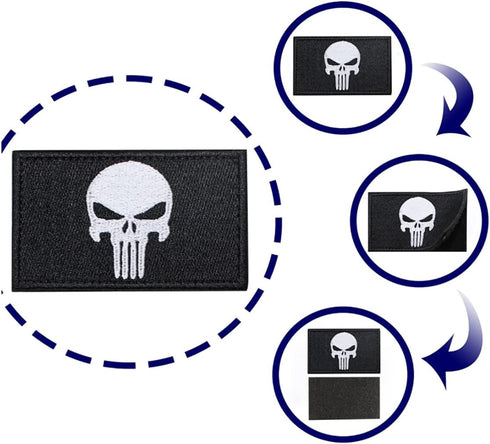 11 Piece Applique Embroidered Skull Flag Skeleton USA Flag Sew On Patch Hook & Loop Badge Armband for Bag Clothes Hat...