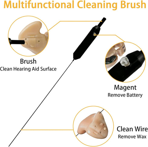 Hearing Aid Cleaning Kit, 4 PCS Hearing Aid Cleaning Tools, Hearing Aid Cleaning Brush with Wax Loop, Hearing Aid Vent Cleaning Tool Vent Cleaner,...