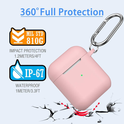 for AirPod Case Cover, Military Grade Anti-Fall Soft Silicone Shock-Absorbing Protective AirPod 2&1 Generation Case Skin Touch with Keychain and C...