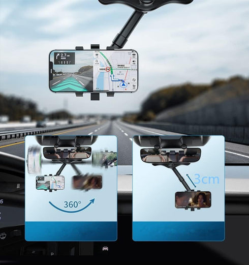 360° Rotatable Smart Phone Holder,Adjustable Telescopic Phone Holder,Car Rearview Mirror Mount Bracket for Car......