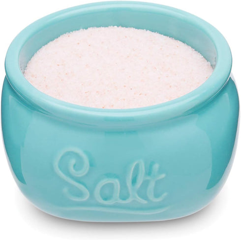 Fox Run Vintage Style Mason Jar Salt Cellar, Blue Ceramic with White Lid, 1 Cup Capacity...