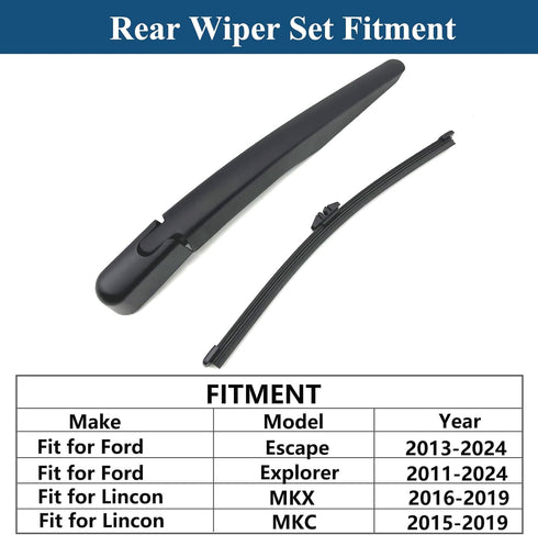 Windshield Wiper Arm & Wiper Blade Set for Ford Escape 2013-2024,Explorer 2011-2024 and 2016-2019 Lincon MKX Rear Window Back Wiper Arm Blade Repl...