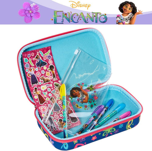 Innovative Designs Disney Encanto Pencil Case Set with Stickers and Gel Pens for Kids, Molded with Zip Closure, Pink...
