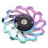 Derailleur Pulley Kit Pair, Ceramic Wheel Bearing Pulley Mountain Tension Rear Derailleur Pulley Bearings Bike Cycling Accessory for Road Mountain...