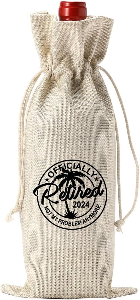 PKW 1Pcs Retirement Wine Bag, 2024 Officially Retired Wine Bags, Retirement Gift for Men Woman, Funny 2024 Retirement Gifts for Teachers Coworkers...