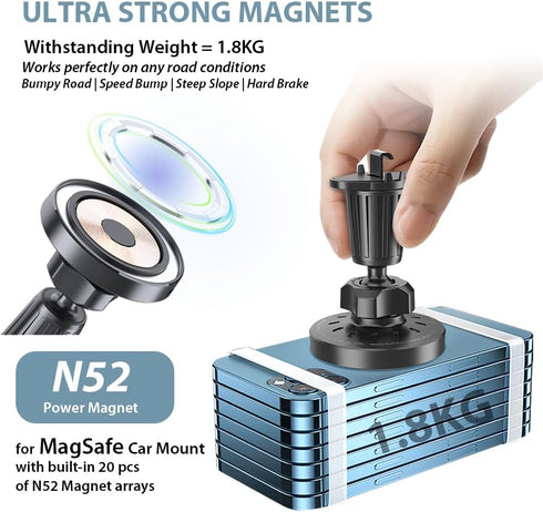 for MagSafe Car Mount Charger, Cradleless 15W Wireless Charger Magnetic Car Phone Holder for Air Vent - Never Fall Snap on Carmount Dedicated for ...
