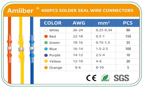 400PCS Solder Seal Wire Connectors, Heat Shrink Butt Connectors Solderstick Solder Stick Waterproof Wire Electrical Connector Kit for Marine Autom...