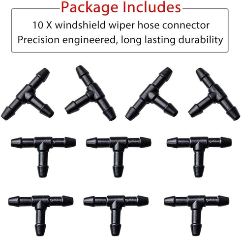 Windshield Washer Hose Connector, OTUAYAUTO Universal Windshield Wiper Hose T Connector (pack of 10)...