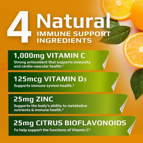 | C D Z | Vitamin C, 1000mg | Vitamin D3, 125mcg | Zinc, 25mg | Non-GMO & Gluten Free | 120 Vegetarian Capsules |120 Servings...