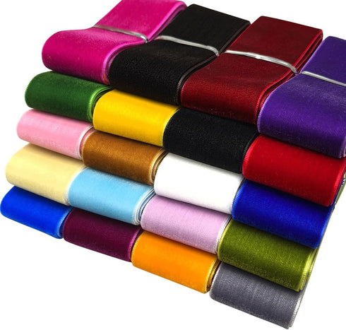 Chenkou Craft 20Yards 1 1/2" Velvet Ribbon Total 20 Colors Assorted Lots Bulk...