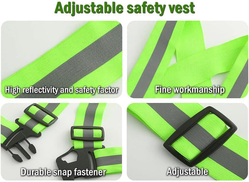 4PCS Adjustable Reflective Safety Harness+4PCS Elastic Reflective Wristbands+4PCS Reflective Slap Arm-Bands and a Mesh Bag,Running Reflective Vest...