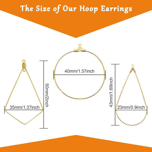 120Pcs Beading Hoop Earrings for Jewelry Making,Round Beading Earrings Hoop Bulk Jewelry Making Beading Supplies Teardrop Rhombus Geometric Earrin...