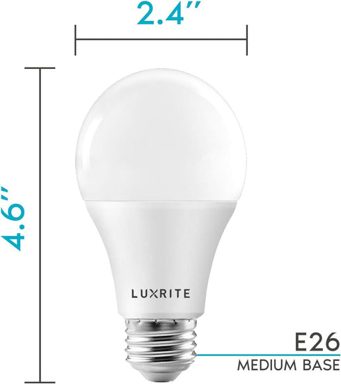 LUXRITE A19 LED Light Bulbs 100 Watt Equivalent Dimmable, 2700K Warm White, 1600 Lumens, Enclosed Fixture Rated, Standard LED Bulbs 15W, Energy St...