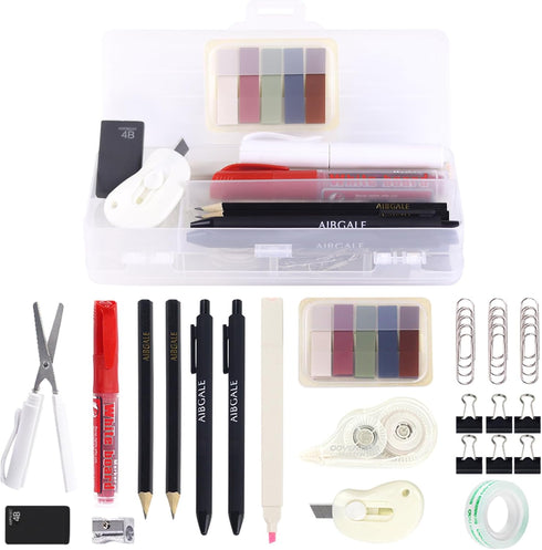 Portable Office Supplies Set, Office Desk Accessories Kit with Organizers, School and Home Desk Storage Includes Pencils, Scissor, Paper Clips, Dr...