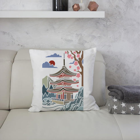 2pcs Japanese Zen Temple Stencil 11.7×8.3inch Large Japanese Style Temples Stencil with Paint Brush Sacred Pagoda Drawing Template for Wood Walls ...