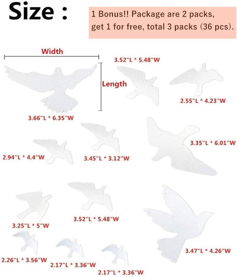Anti-Collision Window Bird Stickers Decals Glass Door Protect and Save Bird Strikes (Transparent-36 Pcs)...