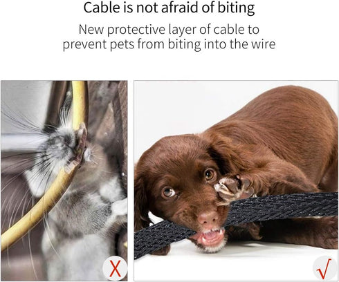 Black PET Expandable Sleeving Cord Protector Wire Loom Tubing Cable Sleeve for USB Charger Cable Power Cord Audio Video Cable Can Protect Cat Dog ...