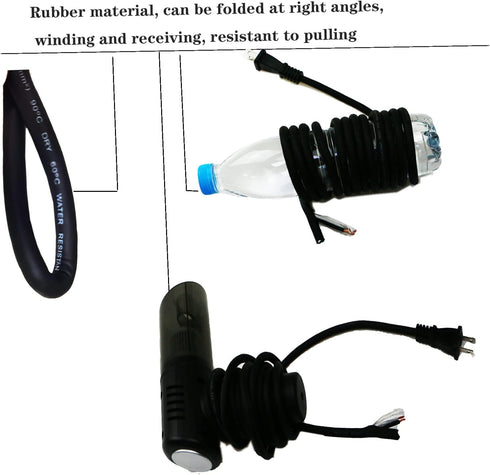10 Feet Power Tool Cord Replacement,2 Prong 16AWG Oil Resistant Waterproof Rubber Flexible Cord (3.1Meters,Black) (16A2Prong)...