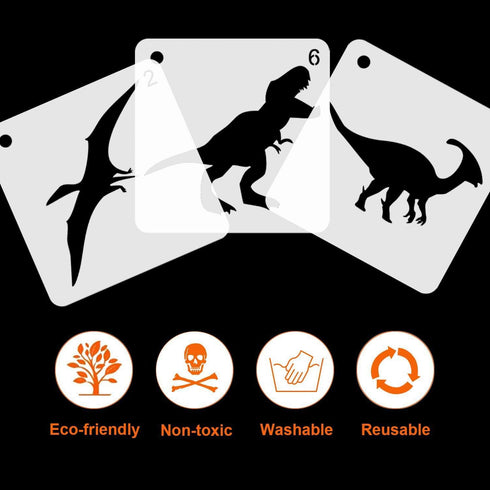 9 Pieces Dinosaurs Stencils Plastic Drawing Stencils Reusable Hollow Out Painting Stencils for DIY Craft...