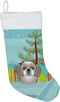 Caroline's Treasures BB1622CS Christmas Tree and Gray Silver Shih Tzu Christmas Stocking Fireplace Hanging Stockings Christmas Season Party Decor ...