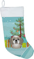Caroline's Treasures BB1622CS Christmas Tree and Gray Silver Shih Tzu Christmas Stocking Fireplace Hanging Stockings Christmas Season Party Decor ...