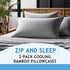 Zippered Pillowcases - Queen Size 30x20, 100% Viscose Derived from Bamboo, 2 PK, White - Cooling Pillow Cases - Silky Pillow Covers for Hot Sleepe...