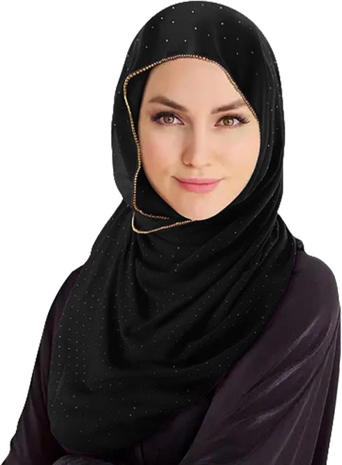 Hijab Scarf for Women Soft Chiffon Rhinestone Long Scarf Shawl Fashion Muslim Hijab Head Wrap Scarves...