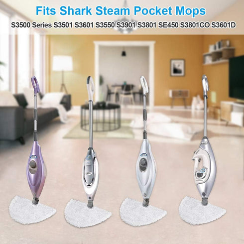 Fushing 3Pcs Steam Mop Pads, Triangle Washable Microfiber Cleaning Steamer Replacement Pads for Shark Steam Pocket Mop S3500 Series S3501 S3550 S3...