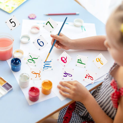 62 pcs Letter Stencils, DaKuan Letter Number Stencils 3 inch with 10 Brushes, Stencils for Painting on Wood, Sketch, Art, Marking...