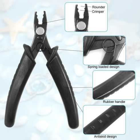 2100 Pieces Brass Tube Crimp Beads and Bead Crimping Pliers findTop Knot Covers, Crimp Bead Covers, Crimp Tubes and Wire Guardians with Crimping P...