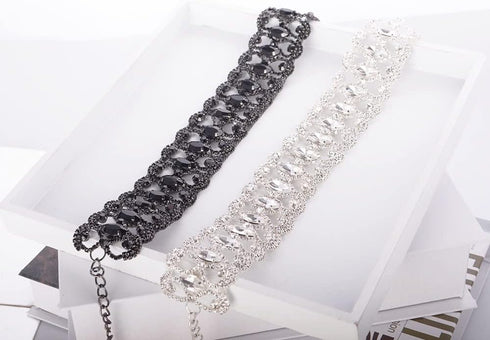 Rhinestone Necklace Choker Black Crystal Collar Wedding Bridal Choker Sparkly Neck Jewerly Accessories for Women...
