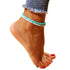 Boho Turquoise Anklet Turquoise Ankle Beaded Bracelet Blue White Handmade Beaded Anklet Summer Beach Anklet Fashion Feet Chain Jewelry Gift for Wo...