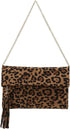 CHARMING TAILOR Leopard Clutch Bag for Women Tassel Foldover Clutch Faux Suede Dressy Purse for Day to Evening...