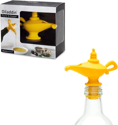 Peleg Design Oiladdin Oil Pourer and Stopper, Silicone Oil Pour Spout for Olive Oil, Aladdin Lamp Design Oil Dispenser Bottle Stopper, 8x9x4.5 cm,...