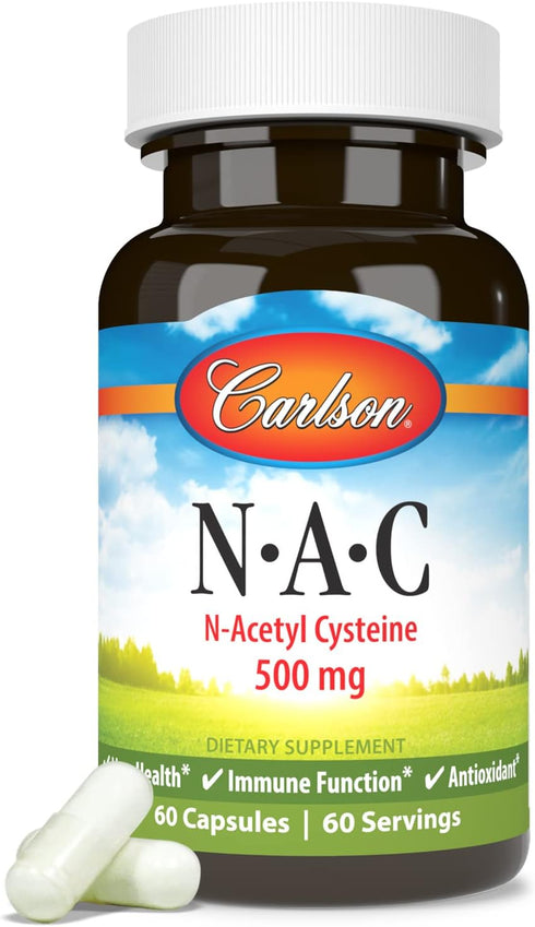 Carlson Labs NAC N-Acetyl Cysteine, 500mg, 60 Capsules...