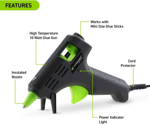 Hot Glue Gun, Surebonder Mini Size 10W High Temperature Glue Gun Kit with 25 Glue Sticks...