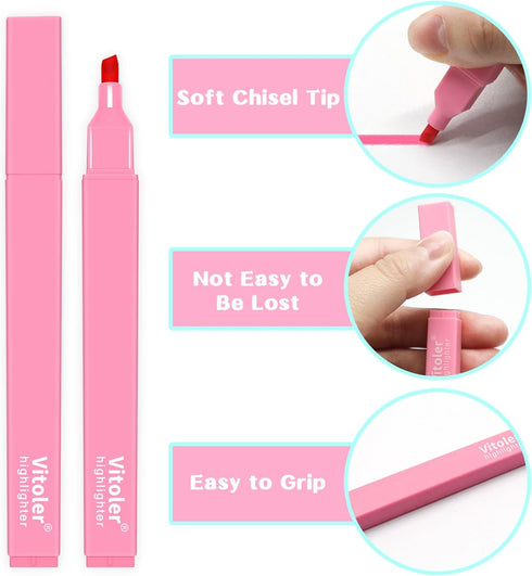 Vitoler Aesthetic Cute Highlighters Bible Pastel Highlighters,10Pcs Rainbow Color Bible Highlighters No Bleed with Soft Chisel Tip,Pastel Highligh...