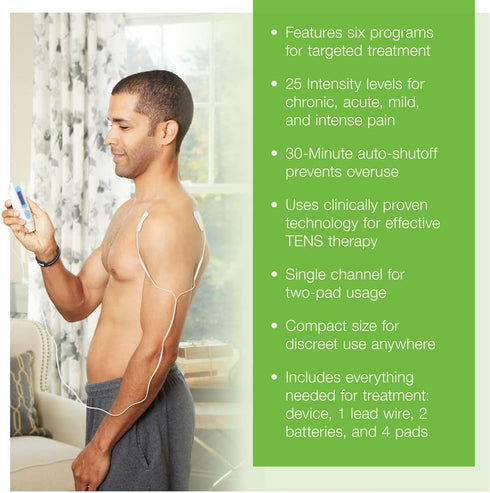 AccuRelief TENS Unit Muscle Stimulater Pain Relief System - Electric Muscle Stimulator with Electrodes for Neck, Back, and Full Body, White and Bl...