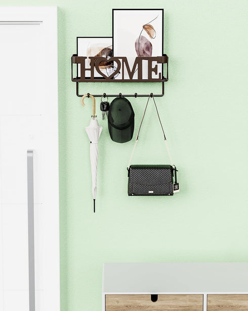 Key Holder for Wall - Self Adhesive Key Holder Wall Mount with 5 Key Hooks, 11.02" L×2.75" W×4.92" H, Mail Organizer Wall Mounted, Key Hanger for ...