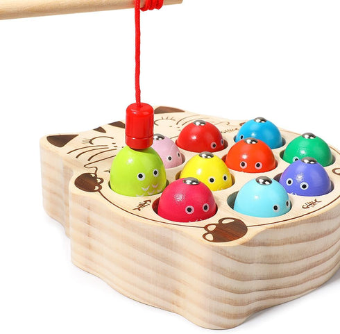 Toddler Montessori Toy Wooden Fishing Game for Kids 1 2 3 Year Old, Preschool Educational Hand Eye Coordination Skill Activity Learning Toy for To...