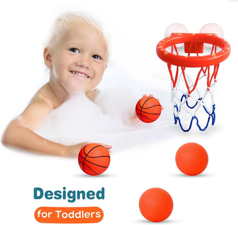 Bath Toys - Bathtub Basketball Hoop for Toddlers and Kids - Bathtub and Shower Toys with 4 Soft Balls, Mold Free and Strong Suction Cup, Fun Bath ...