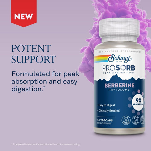 SOLARAY Berberine Phytosome - 9X Absorption and Easy-to-Digest - Standardized to 30% Berberine HCl - Vegan, Made Without Soy - 60-Day Guarantee - ...