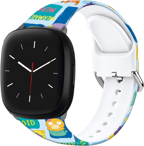 Pikacu Mermaid Fish Bands Compatible with Fitbit Sense/Sense 2/Versa 3/Versa 4 Band Fancy Soft Sport Silicone Cartoon Holiday Strap Men Women...