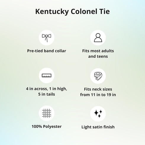 tiemart Kentucky Colonel Tie, Pre-tied, Adjustable Length Band Collar Up to 19"...
