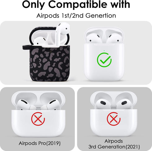 Filoto Compatible with Airpod 2nd Generation Case,Cute1&2 Case Cover for Women, Silicone Protective Case with Bracelet Keychain(Leopard Black)...
